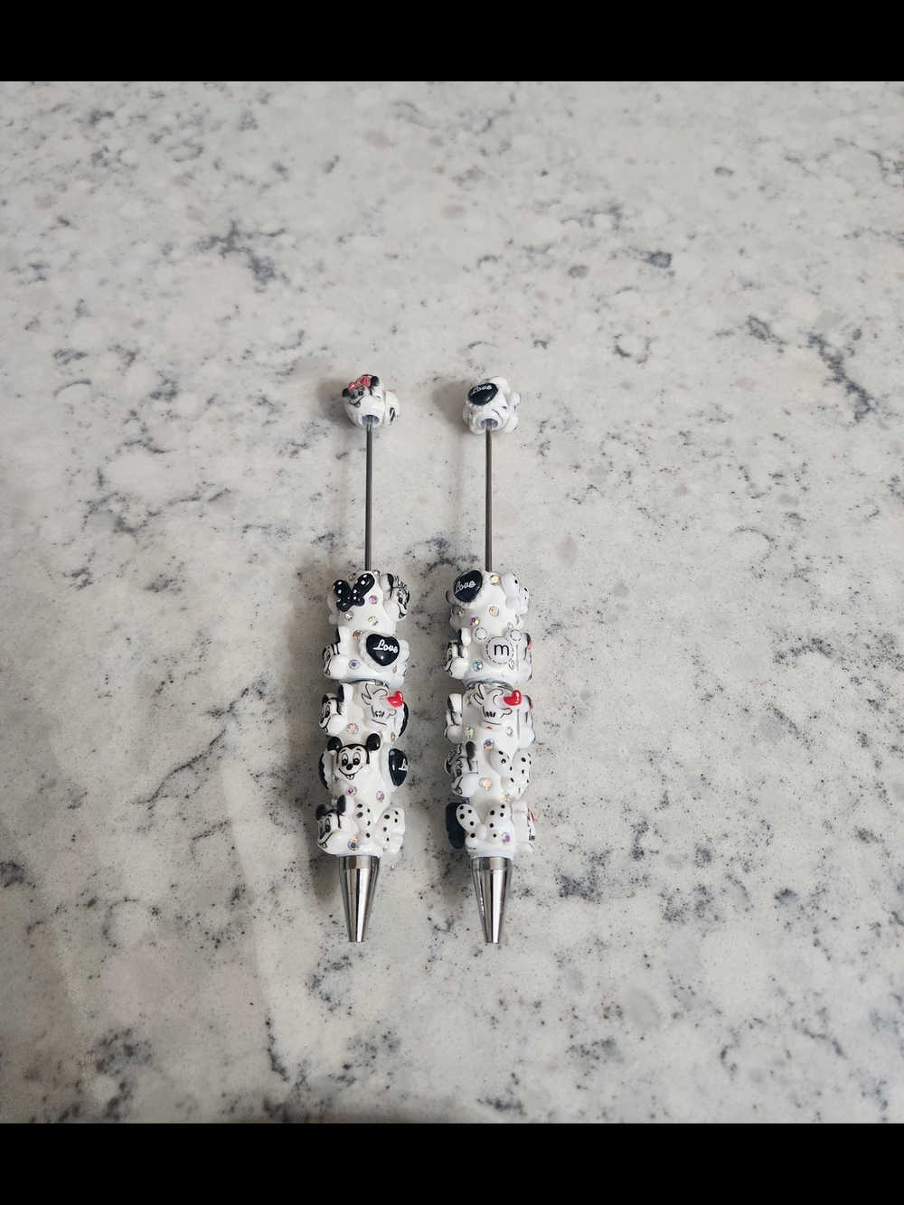 White DIY Minnie & Mickey Pens